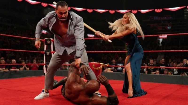 Lana smacking Rusev&#039;s back