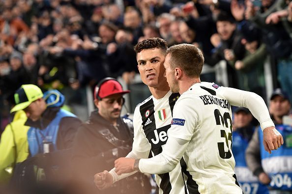 Ronaldo after scoring against Atletico Madrid in the Champions League Round of 16: Second Leg