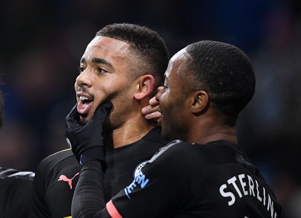 Manchester City players celebrate