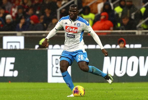 Kalidou Koulibaly in action for Napoli in the Serie A this season