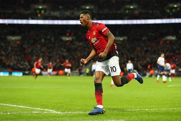 Rashford after scoring against Tottenham Hotspur