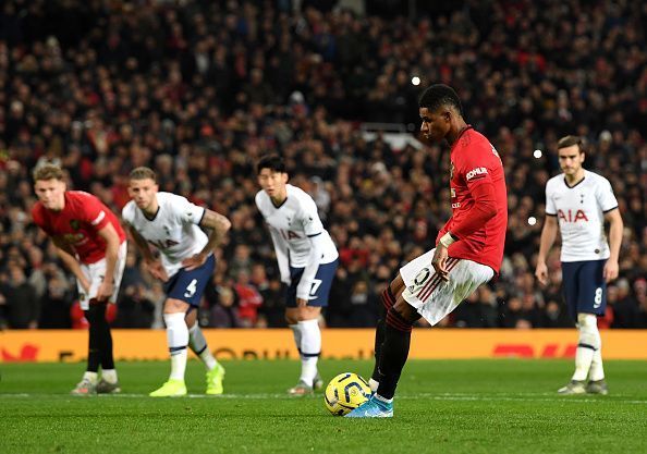 Marcus Rashford takes a spot-kick