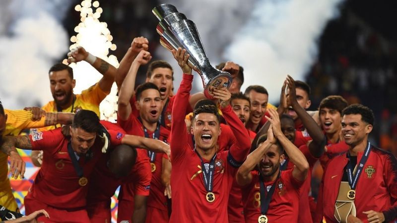 Portugal celebrate their win in the inaugural UEFA Nations League