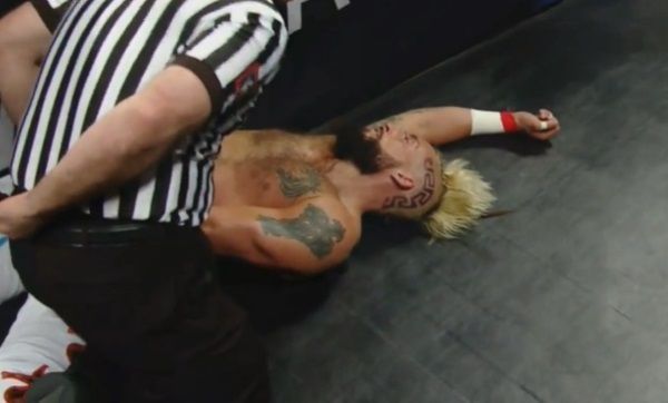 Enzo Amore moments after his concussion at WWE Payback 2016