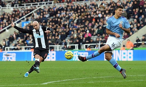 Jonjo Shelvey scored a wonderful goal to stun Manchester City