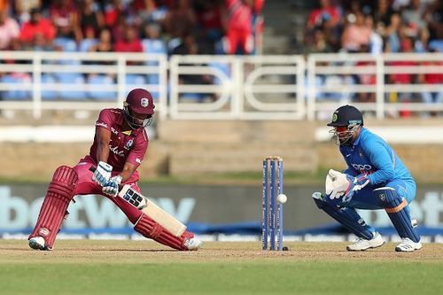 Rishabh Pant keeping wickets against West Indies