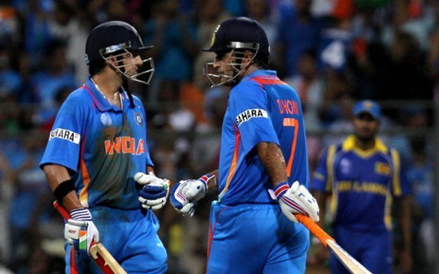 Gambhir and Dhoni in 2011 World Cup final