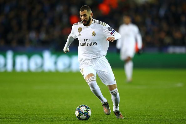 Karim Benzema in action during Club Brugge KV v Real Madrid: Group A - UEFA Champions League