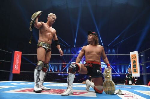 Okada and Naito at Wrestle Kingdom 14