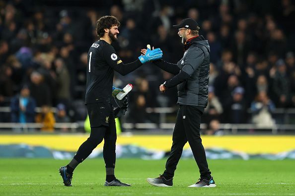 Alisson Becker and Jurgen Klopp