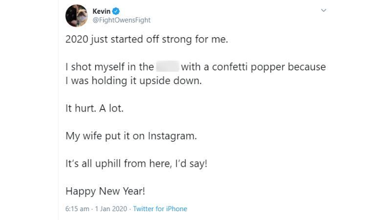 Kevin Owens&#039; 2020 began in unique fashion!