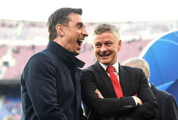 Neville with current United manager Ole Gunnar Solskjaer