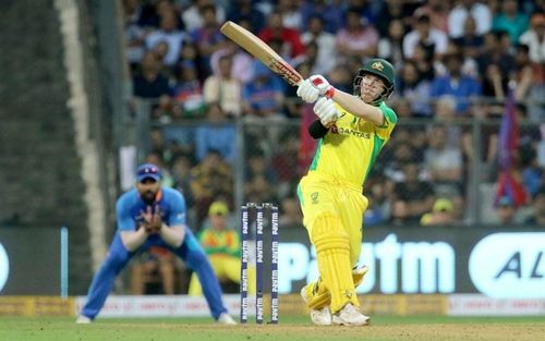 David Warner hammers a bouncer over cow corner