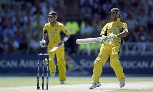 Ricky Ponting and Damien Martyn in a partnership that broke India's will in the 2003 World Cup final