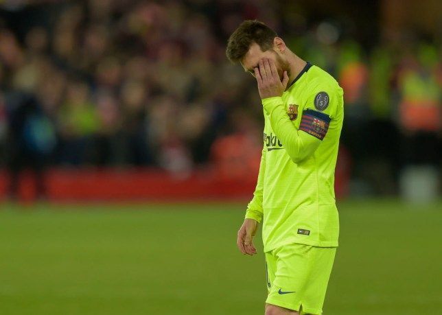 Lionel Messi looking dejected after the loss against Liverpool