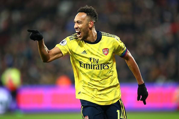Aubameyang was sent off for a challenge in the second half