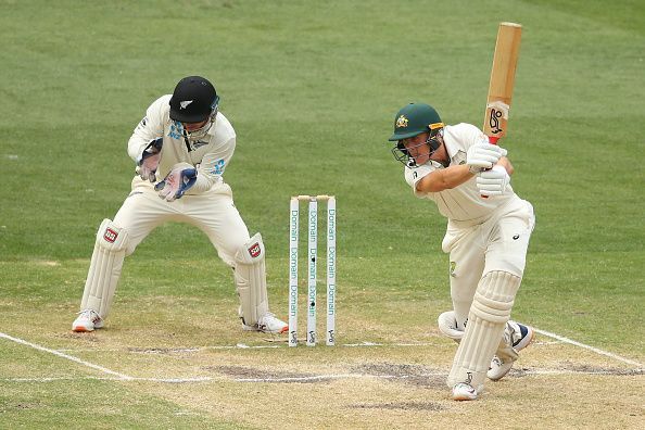 Marnus Labuschagne drives the ball