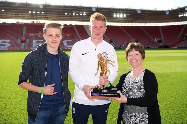 De Bruyne won the Premier League Playmaker of the Year award last to last season