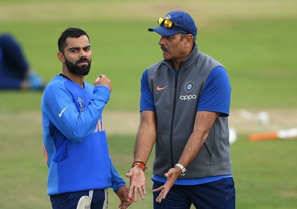 Virat Kohli (left) and Ravi Shastri (right)