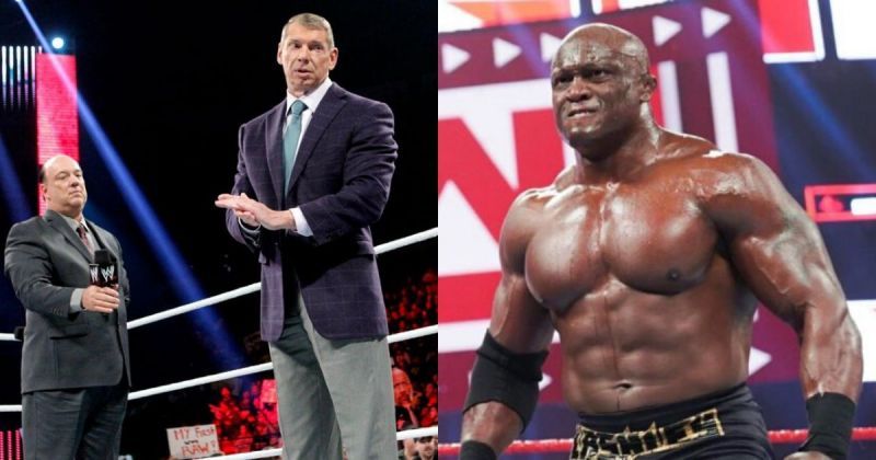 Paul Heyman, Vince McMahon, and Bobby Lashley.