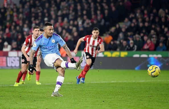 Gabriel Jesus missed a crucial penalty in the first half against Sheffield United