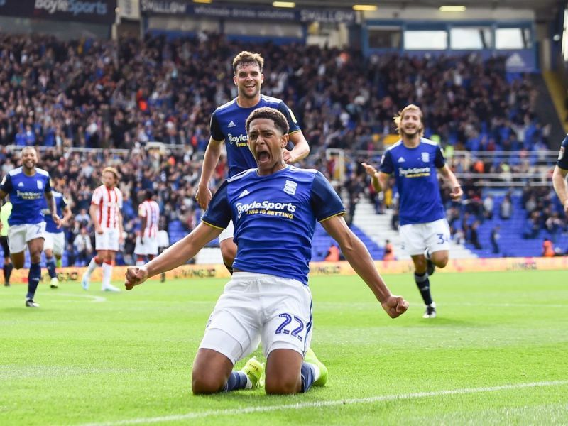 An ecstatic Jude Bellingham after scoring for Birmingham City FC