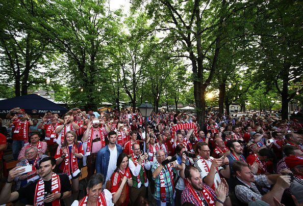 Bayern Munich celebrates winning the Bundesliga