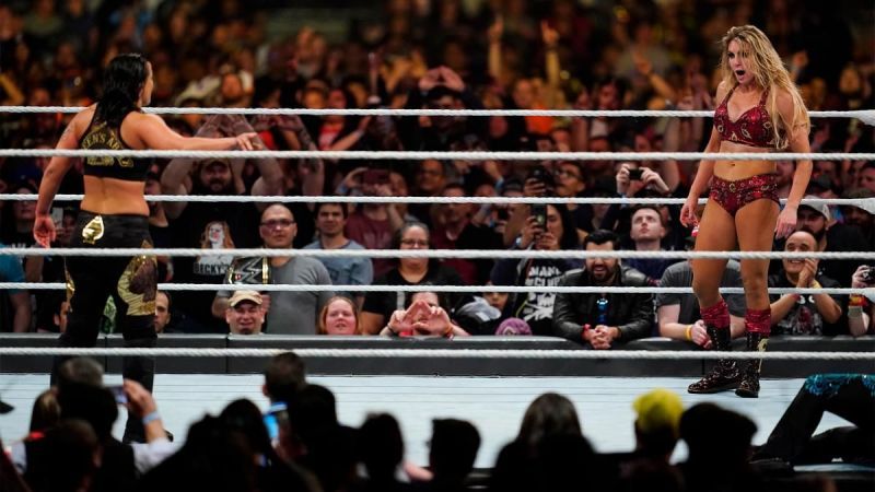 Charlotte Flair and Shayna Baszler at Royal Rumble - Credit: WWE.com