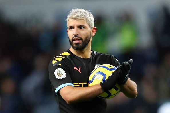Sergio Aguero, for the 12th time in the Premier League, takes the match ball home