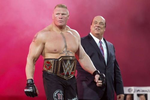 Brock Lesnar with his advocate Paul Heyman