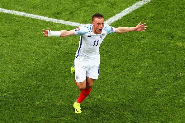 Jamie Vardy in action for England