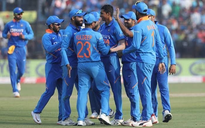 Indian cricket team in a huddle