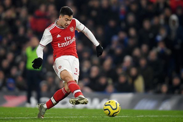 Martinelli scoring the solo goal against Chelsea in the London Derby