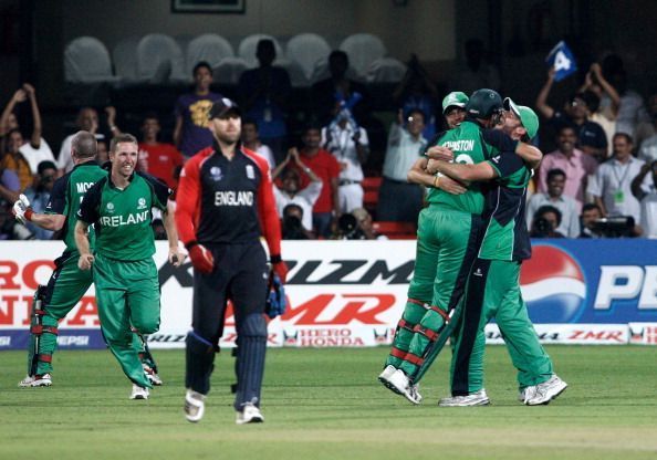 Ireland celebrate their famous win over England