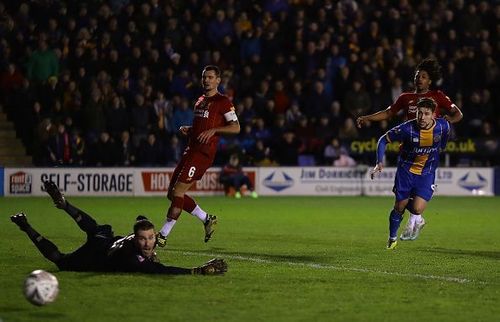 Shrewsbury Town held Liverpool at Montgomery Waters Meadow in the FA Cup