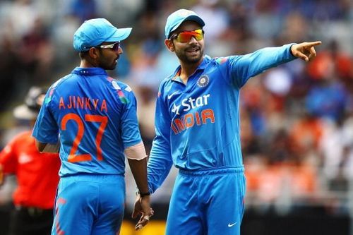 Ajinkya Rahane (left) and Virat Kohli (right)