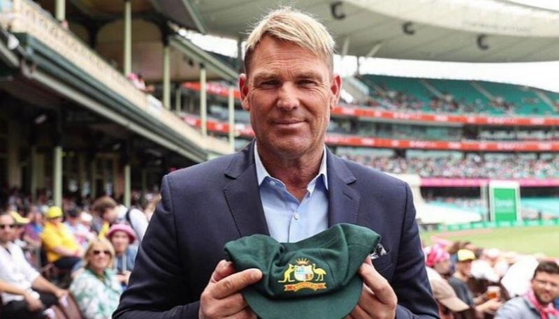Shane Warne with his baggy green.