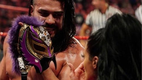 Andrade left the Arena with Mysterio's mask