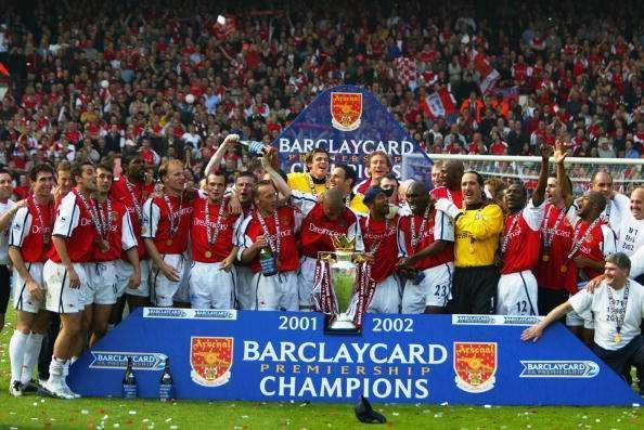 Arsenal lifted the 2001-02 title at the Old Trafford