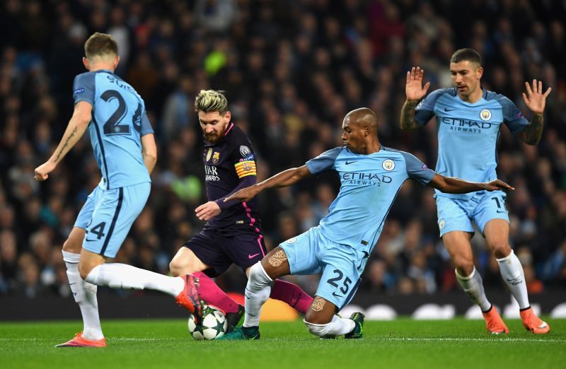 Manchester City in Champions League eliminator against Barcelona at the Etihad