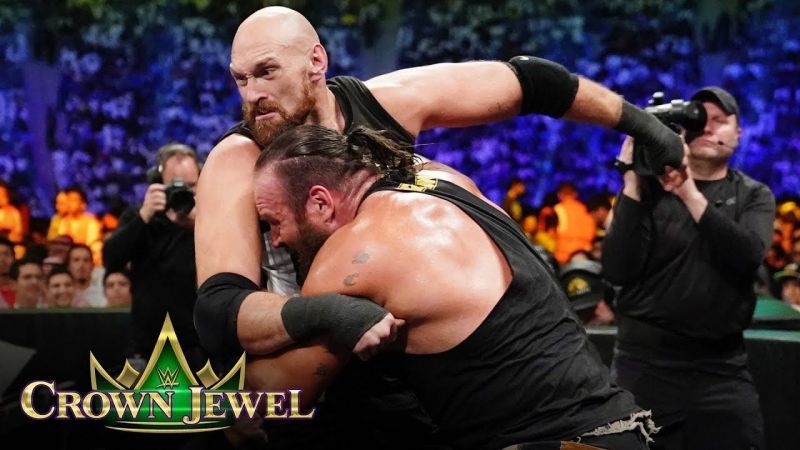 Tyson Fury and Braun Strowman at Crown Jewel in 2019