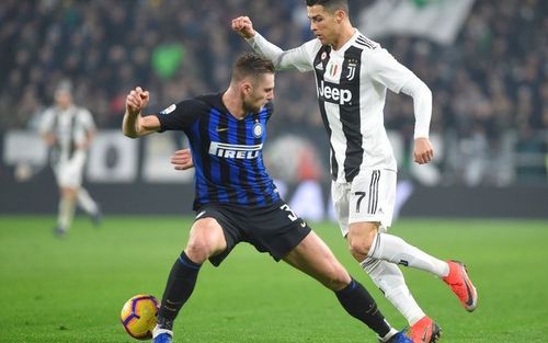 Cristiano Ronaldo in action against Inter Milan