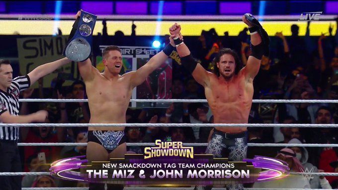 The Miz and John Morrison won the SmackDown tag team titles at Super ShowDown