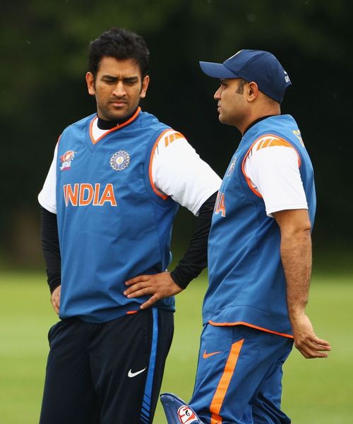 Virender Sehwag (R) and MS Dhoni (L)