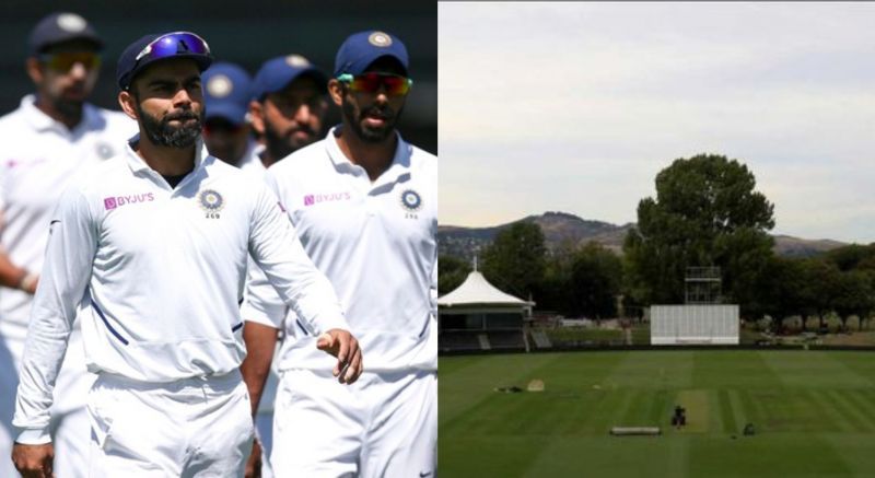 Team India (left) and Christchurch pitch (right)