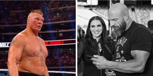 Brock Lesnar (left); Triple H & Stephanie McMahon (right)