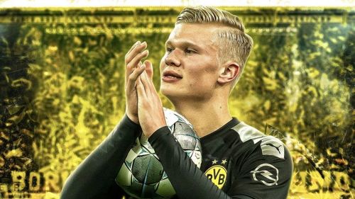 Erling Haaland scored with his first touch on his Dortmund debut against Augsburg.