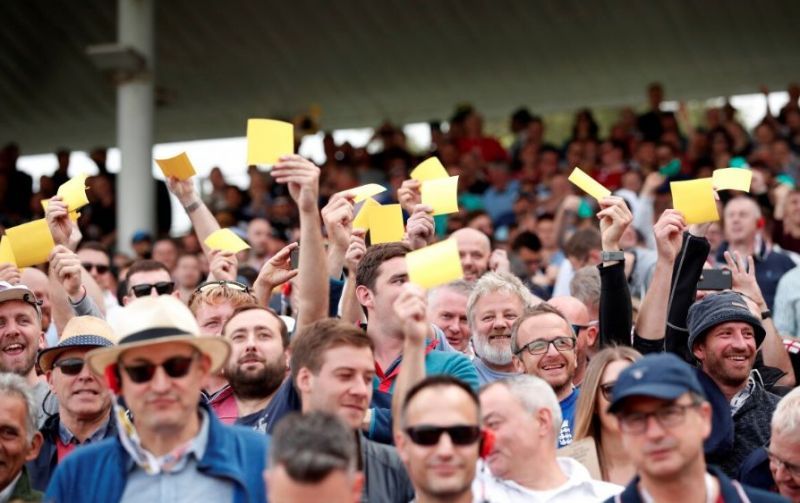English fans displaying sandpapers to Aussies during the Ashes