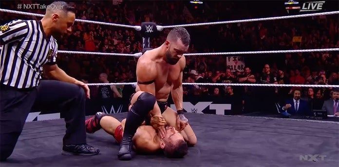 Balor proceeds to berate the fallen Gargano in the process defeating him physically and mentally