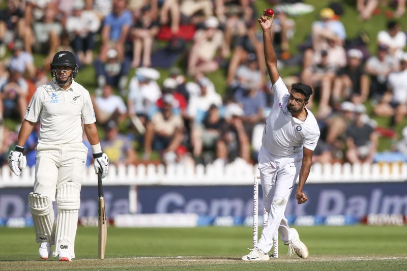 Ravichandran Ashwin in action during the first Test against New Zealand